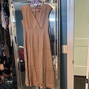 Elegant Tan Women's linen Dress